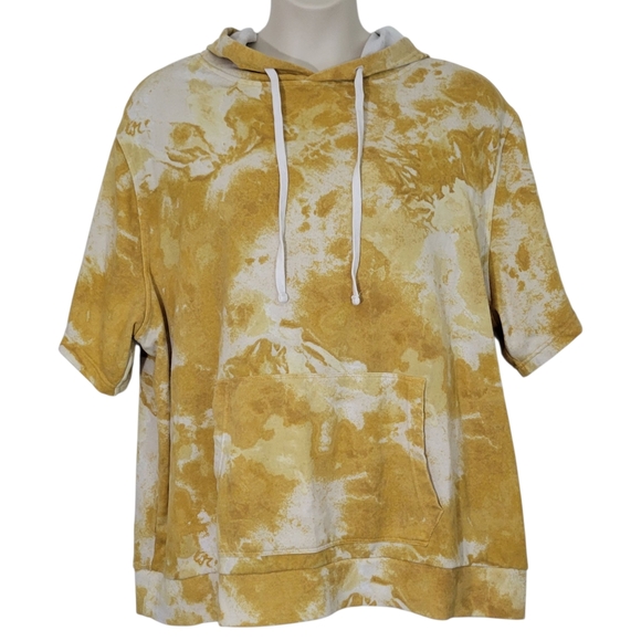 No Boundaries Other - No Boundaries Yellow Tie Dye Shirt Sleeve Hoodie Plus Size 3xl